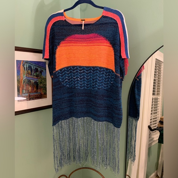 Free People Sunset Fringe Knit Tunic Top - Picture 6 of 8